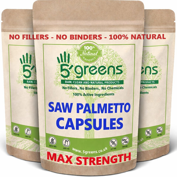 5greens Saw Palmetto Capsules supplement pouch – high strength formula with no fillers or binders