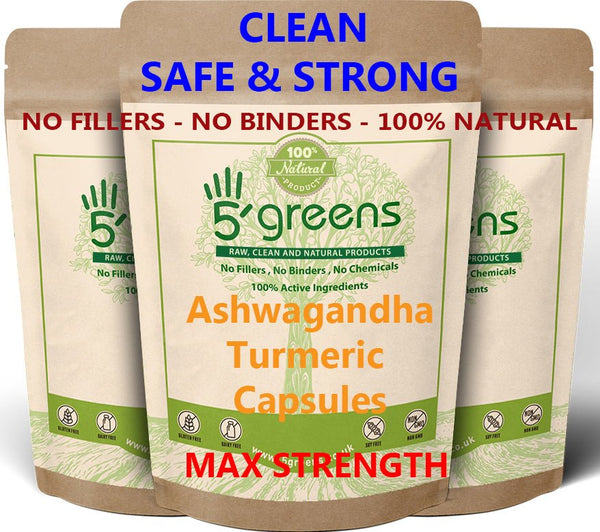 Ashwagandha Turmeric Extract capsules 12000mg - 5greens 5 greens clean capsules 5GREENS Ashwagandha Turmeric capsules