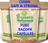Bacopa Monnieri Extract, 500mg ( 20:1 ) 10000mg Per Cap - 5greens 5 greens clean capsules