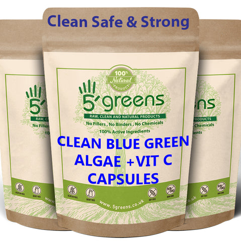 Blue Green Algae Capsules Spirulina Chlorella + Vitamin C