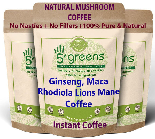 Mushroom Coffee infused with Ginseng , Maca , Rhodiola Lions Mane Instant Mushroom Coffee